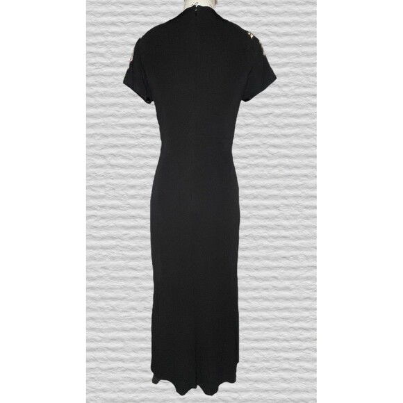 David Meister Embroidered Beaded Luxe Gown Womens 8 Black Gold Maxi Elegant Gala - Picture 6 of 8